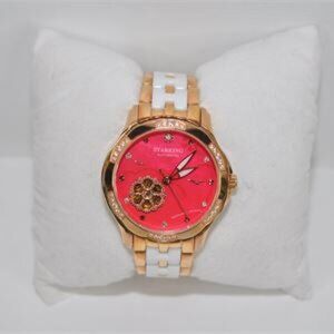 Starking Automatic Women's Watch, All Stainless Steel Bronze&Ceramic Pink Face